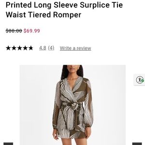 Long Sleeve Surplice Tie Waist Romper- XXL